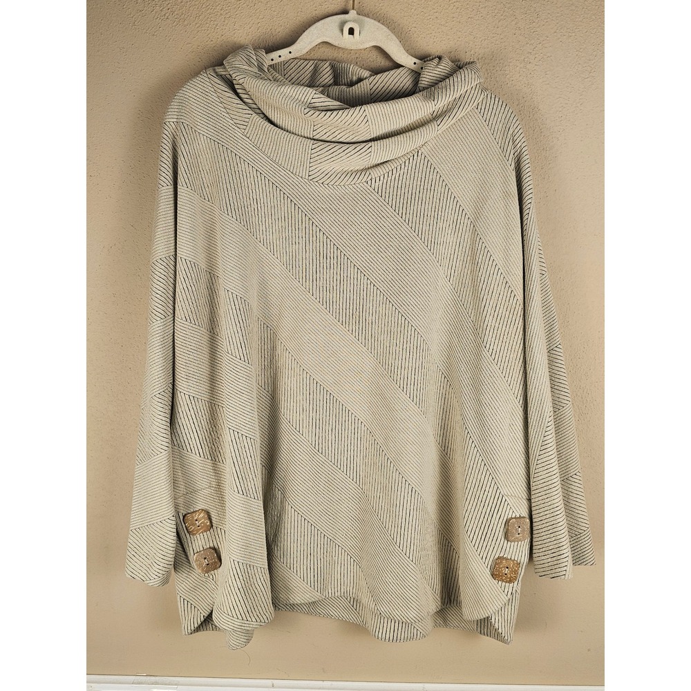 Ali Miles Womens Beige Textured Lnit Cowl Neck Pullover Sweater XL